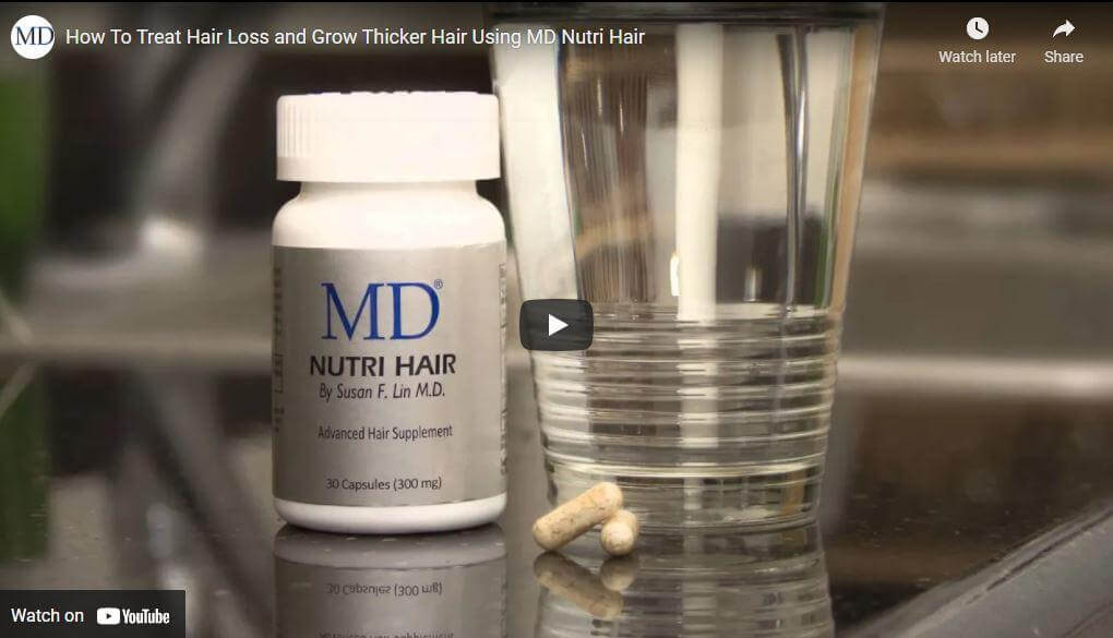 1-minute video introducing the MD Hair system, featuring MD Nutri Hair and MD Follicle Energizer – drug-free hair growth solutions for men and women with clinically tested ingredients