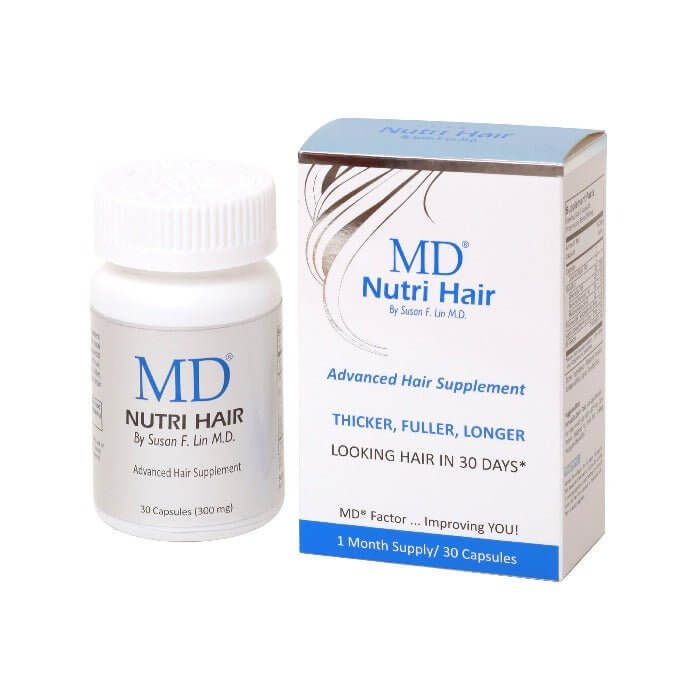 MD Nutri Hair hair growth supplement from MD Hair – drug-free treatment for thinning hair in men and women, supports stronger, fuller, healthier hair