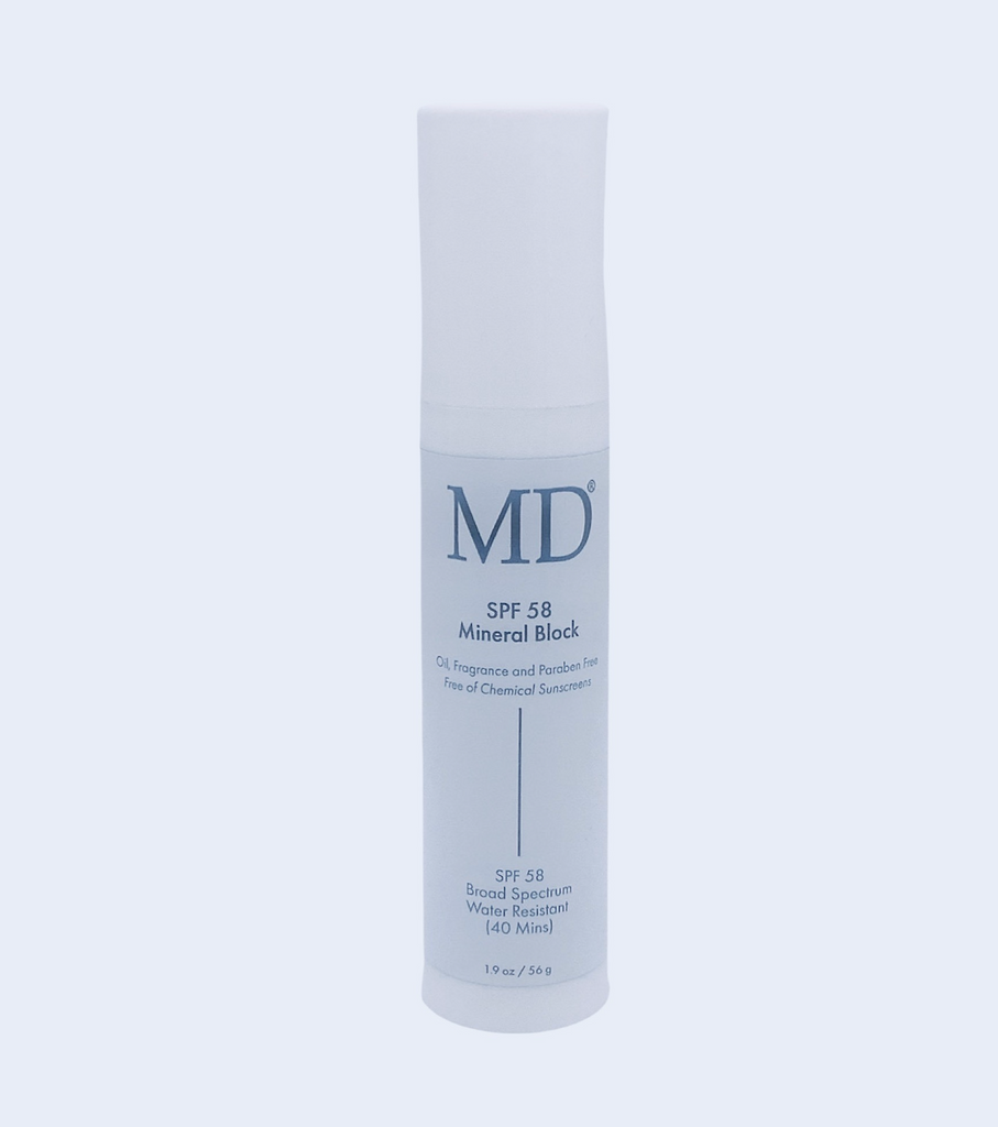MD® Mineral Block - Oil Free Broad Spectrum UVA UVB BlueLight SPF58 With Pine Extract - 2 Oz 57 Gm
