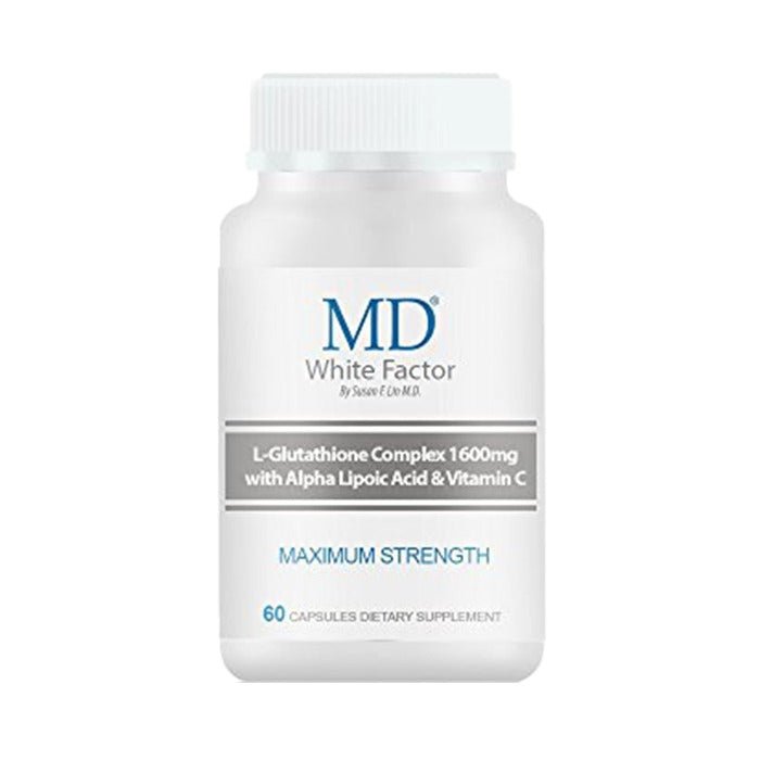 MD® White Factor - Skin Brightening GlutathioneVitamin C  Supplement Detox - 600mg, 60 Capsules - MD