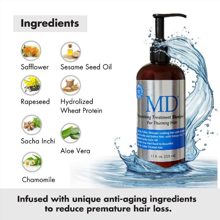 MD Revitalizing Shampoo & Conditioner for Men & Women - For All Hair Types - 11 fl oz/325ml - MD