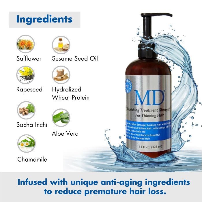 MD Revitalizing Shampoo for Men & Women - Sulphate-Free for All Hair Types - 11 fl oz - MD