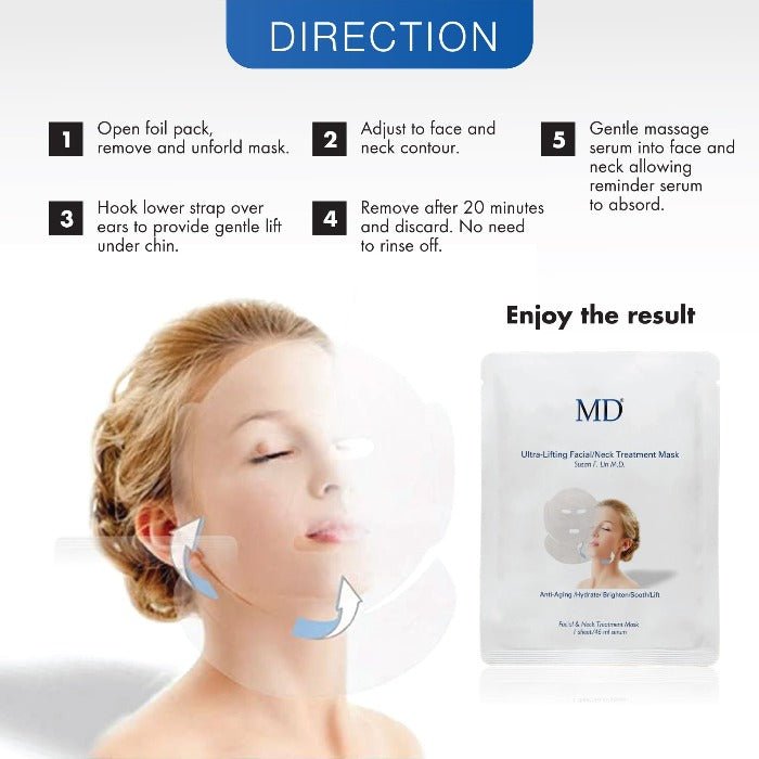 MD® Ultra Lifting Facial Neck Treatment Mask - Anti-Aging - 1 sheet/46ml - MD