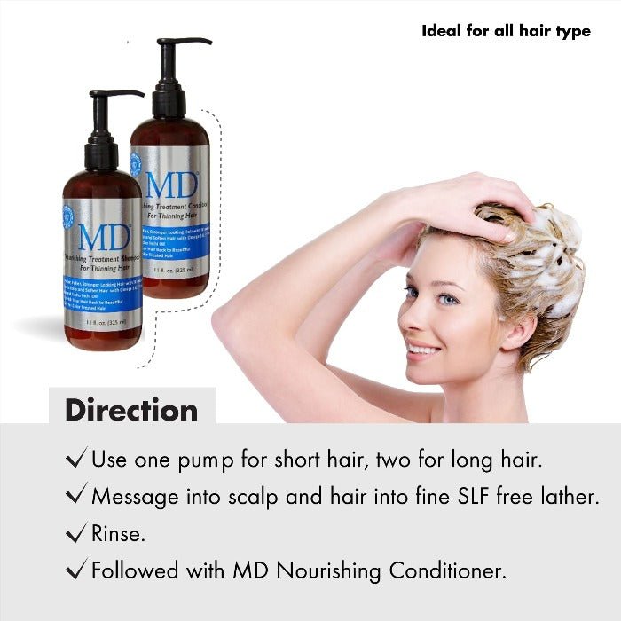 MD Revitalizing Shampoo & Conditioner for Men & Women - For All Hair Types - 11 fl oz/325ml - MD