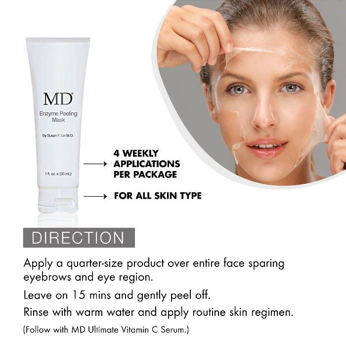 MD® Enzyme Peeling Mask for Deep Cleaning - 5 Weekly Usage Per Tube - 1 fl oz e/ 30ml - MD