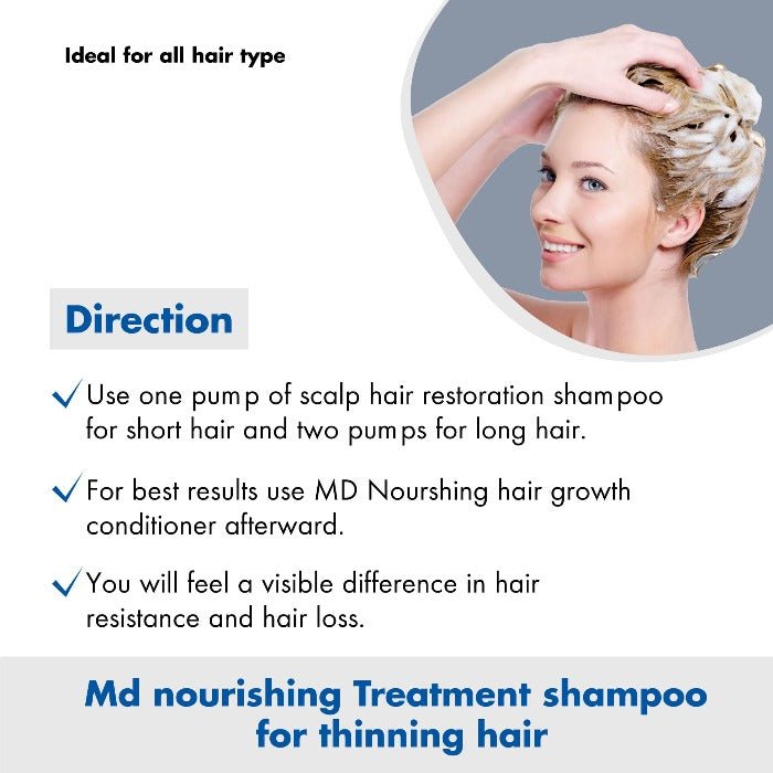 MD Revitalizing Shampoo for Men & Women - Sulphate-Free for All Hair Types - 11 fl oz - MD