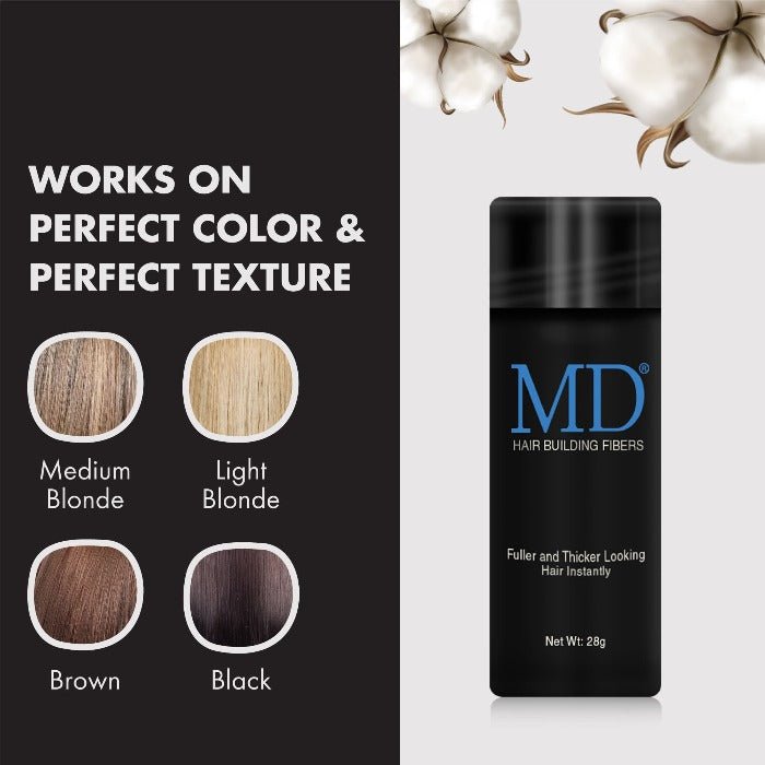 MD Ultimate Hair Thickening Fiber - Black - Dark Brown - Light Blonde - Blonde - 28g - MD