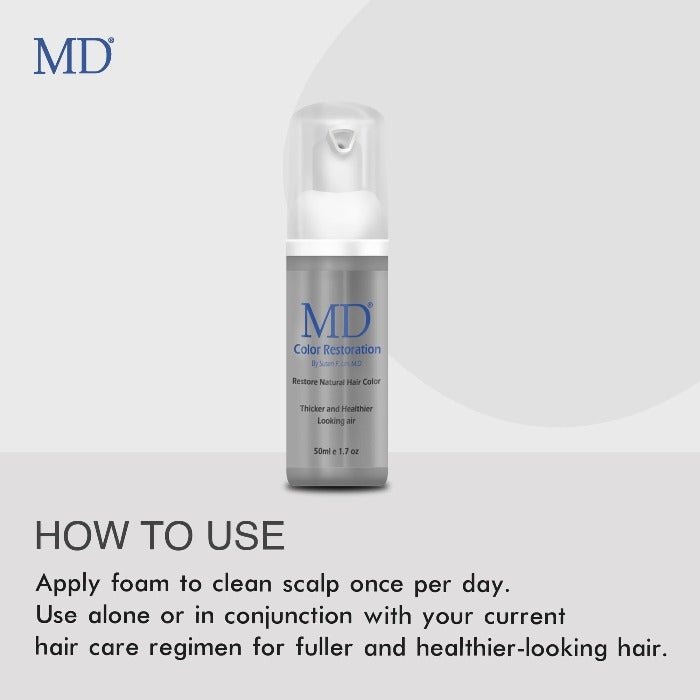 MD Hair Color Restoration For Men and Women - Restore Natural Hair Color- 1.7 fl. oz 30 Days Supply - MD