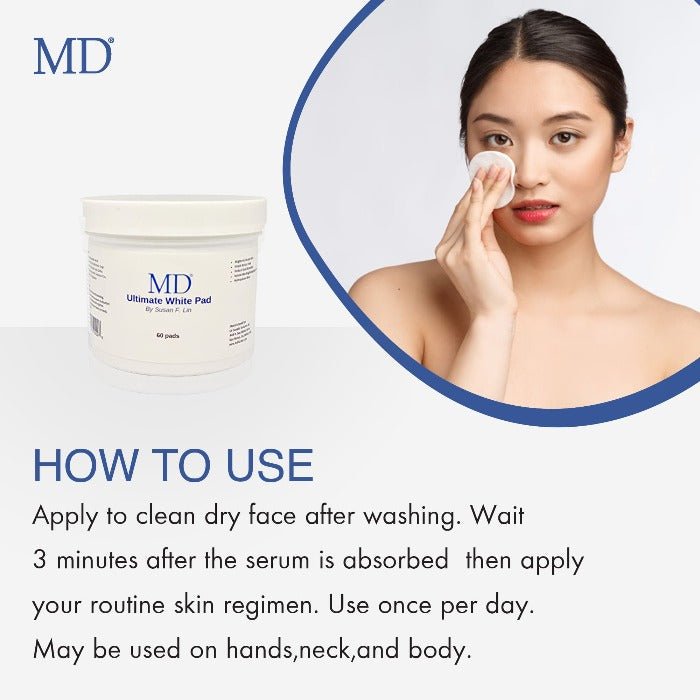 MD Ultimate white Pad - Face and Body Skin Whitening Pads Reduce Melasma - 60 pads - MD