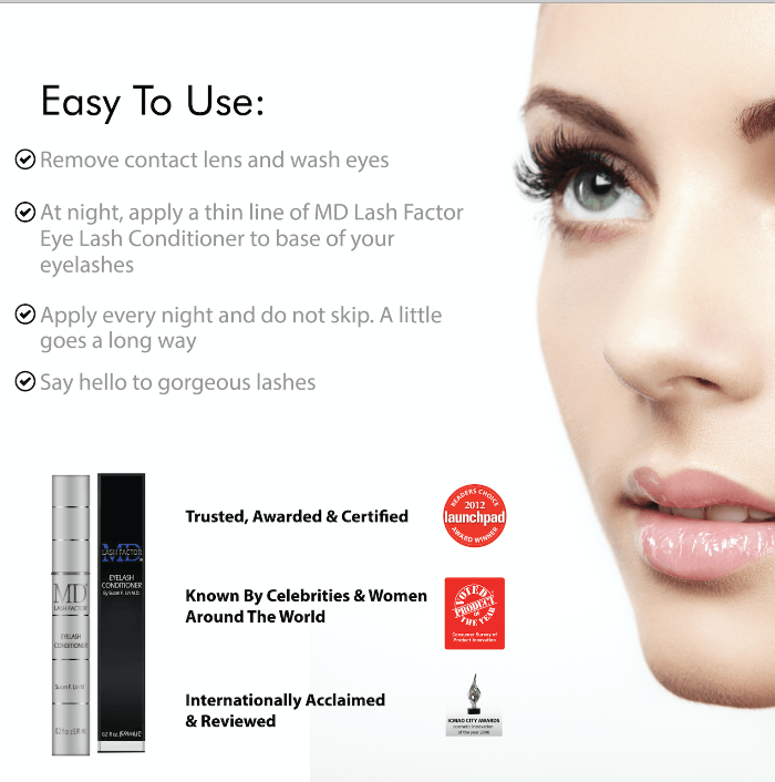 Awards and direction for md lash factor eyelash growth conditioenr