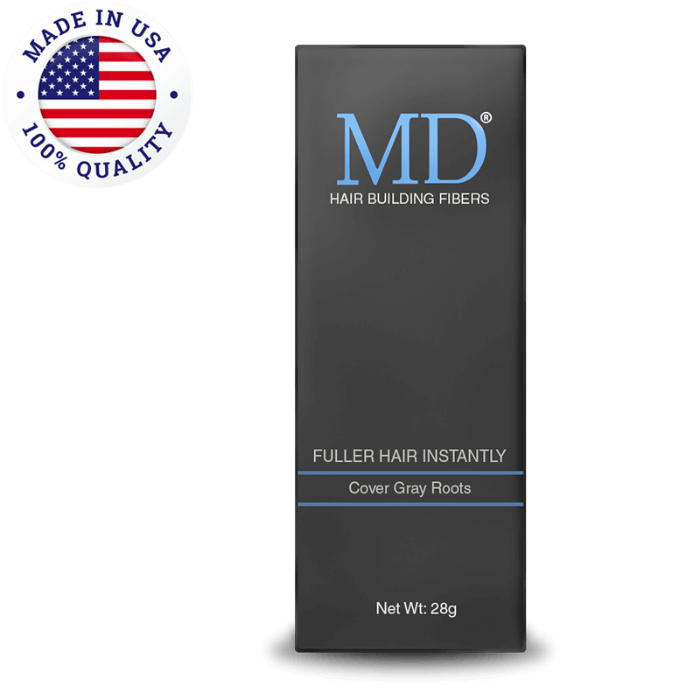 এমডি হেয়ার বিল্ডিং ফাইবার বক্স ফ্রন্ট – চুল পাতলা করার জন্য চুল ঘন করার পাউডার, তাৎক্ষণিক কভারেজ, এমডি হেয়ার ক্যাটাগরি