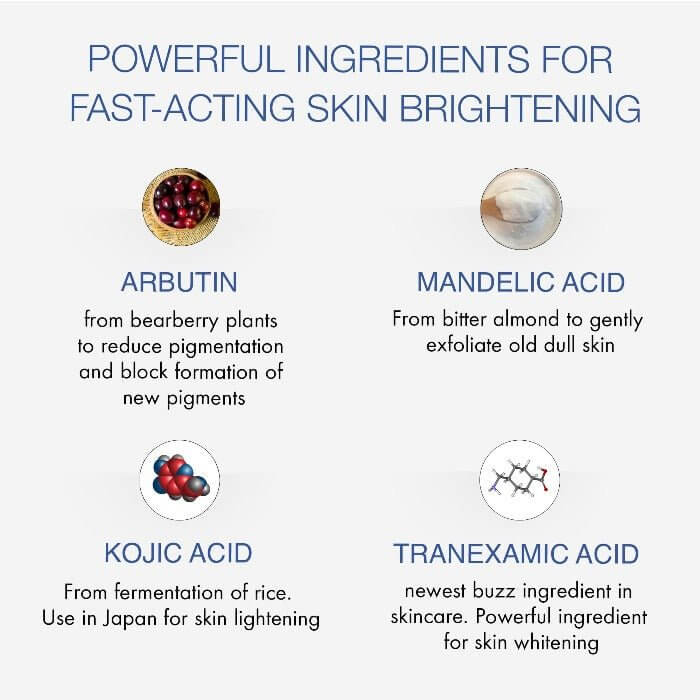 ত্বকের উজ্জ্বলতা এবং দাগ কমানোর জন্য ট্রানেক্সামিক অ্যাসিড, ম্যান্ডেলিক অ্যাসিড, কোজিক অ্যাসিড এবং আরবুটিন সহ এমডি আলটিমেট হোয়াইট প্যাড